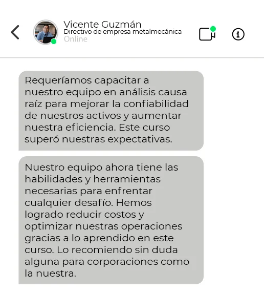 Curso Análisis Causa Raíz - Testimonio 10