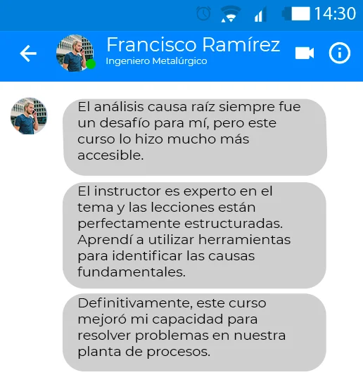 Curso Análisis Causa Raíz - Testimonio 9